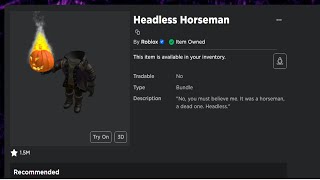 I Bought HEADLESS Horseman In 2023 31000 Robux [upl. by Dlopoel]