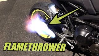 2018 Yamaha MT09 TOCE Exhaust  BeforeAfterRevsFlames [upl. by Euhc]