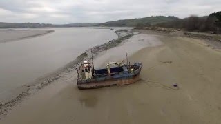 Early morning flight along the coast at low tide in Ferryside [upl. by Tormoria809]