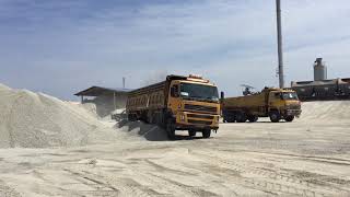 Volvo fm12 V2  Side tipper truck unloading aggregate rocks Malaysia trucks [upl. by Sanalda46]