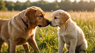 Fox Red Lab Puppy Meets Golden Retriever for First Time [upl. by Ardnnek]