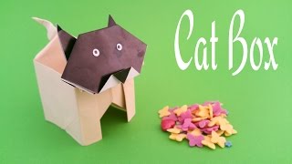 How to make a paper quotCat boxquot  Useful Origami tutorial [upl. by Stav]