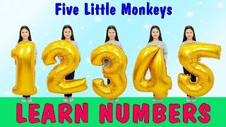 Five little monkeys jumping on the bed  Nursery Rhymes amp Kids Songs Learn Numbers [upl. by Arotal]