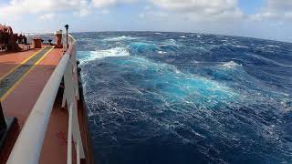 Panamax Vessel Among the Huge Waves Of North Atlantic Ocean [upl. by Aley613]