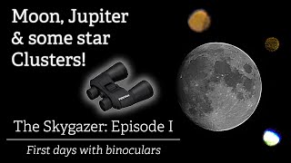 SG 1 First days through 10x50 BINOCULARS  JUPITER MOON and some STAR CLUSTERS 👁‍👁‍ [upl. by Nailuj33]