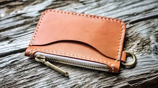 Simple Leather Zip Wallet DIY Tutorial [upl. by Ecirbaf]