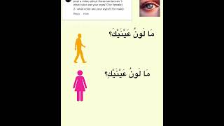 How do we say inArabic  what color are your eyes for male and female [upl. by Symon]