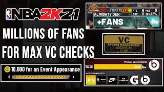 NBA 2K21 HOW TO GET MILLIONS OF FANS TO GET MAX ENDORSEMENT VC CHECKS [upl. by Allard]