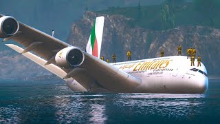 passenger airplane crash landing in water  Emergency team tries saving them GTA 5 movie [upl. by Milburr95]