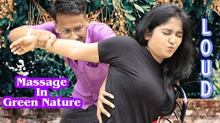 Indian Women Massage In Green Nature  Head Massage With Neck Crack  Back Body Massage  ASMR [upl. by Heda906]