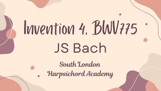 JS Bach Invention No4 BWV775 on harpsichord [upl. by Ahsoem]