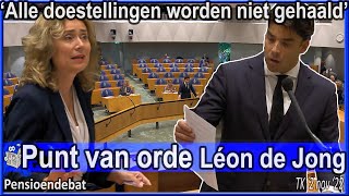 Punt van orde Léon de Jong verzoekt pensioendebat uit te stellen  Tweede Kamer pensioenstelsel [upl. by Dira]