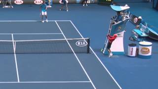 Ball Kid Gets Hit In The Face  Australian Open 2014 [upl. by Acenom705]