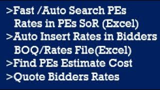 02B eGP OTM BOQ Rates Fast Search from PEs SoR and Insert in Bidders BOQ and Find PEs Estimate Cost [upl. by Nae]