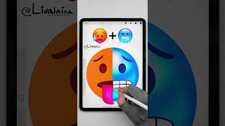 🥵🥶 Digital vs Watercolor Emoji drawing [upl. by Domel]