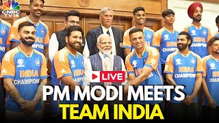 LIVE PM Modi Meets Team India and Interacts with Rohit Kohli Dravid  T20 World Champion  N18L [upl. by Jehanna581]