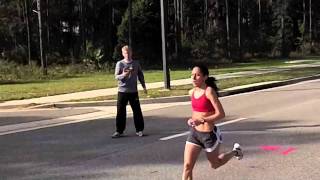 Desiree Davila of Hansons Brooks runs 3 by 3 miles training for Olympic Marathon Trials [upl. by Melentha]