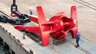 US Sailors Painting Massive Aircraft Carrier Anchors Inside Massive Shipyard [upl. by Calysta]