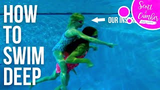 LEARNING HOW TO SWIM DEEP AND CLEAR OUR EARS WITH ELIZABETH SWIMS  Scott and Camber [upl. by Ervin]