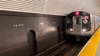 MTA R160 E amp M Trains Southbound Stopping At 5th Avenue53rd Street Station 06072024 [upl. by Mountford]