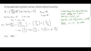 BasisErzeugendensystem eines Untervektorraumes [upl. by Nikolas]