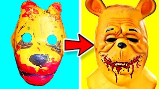 Painting Cheap Spirit Halloween Masks  WINNIE THE POOH BLOOD AND HONEY  GHOSTFACE from SCREAM [upl. by Arytas]