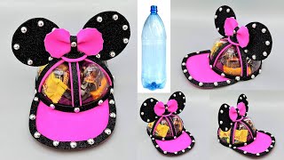 DIY Plastic bottle Idei incredibile din sticle de plastic Sapca MINNIE MOUSE cu bomboane [upl. by Amathist]