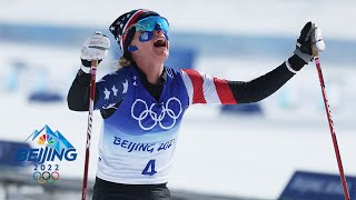 Jessie Diggins makes Olympic HISTORY with emotional silver medal  Winter Olympics 2022  NBC Sports [upl. by Englis]