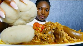 Asmr mukbang delicious okra soup with cassava fufu [upl. by Etnom]