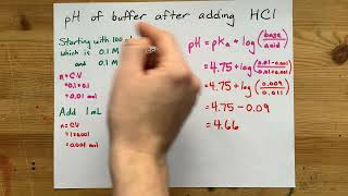 Find the pH of a Buffer after Adding HCl [upl. by Ozneral]