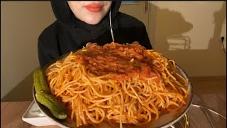 Soru Cevap Mukbang  Türkçe Mukbang  Spagetti Mukbang [upl. by Menashem]