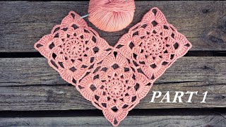 Crochet Sunset Flower Square Motif Tutorial Part 1 [upl. by Madra]