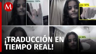 Estudiante crea traductor de lenguaje de señas con IA [upl. by Uokes]