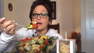 Mukbang  Big Salad Challenge Pasta Salad csquadsaladchallenge 💋 [upl. by Oilisab]