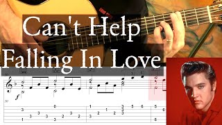 CANT HELP FALLING IN LOVE  Elvis Presley  Full Tutorial With TAB  Fingerstyle Guitar [upl. by Aydiv]