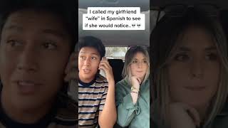 Calling my girlfriend my wife to see her reaction prankscare prank reaction memes funny hahaha [upl. by Innig]