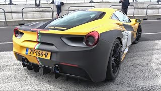 Ferrari 488 GTB with Akrapovic Exhaust System LOUD Fly Bys amp Accelerations on Track [upl. by Fotina658]