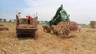 Sugarcane harvester grab Loader work video [upl. by Ednyl]