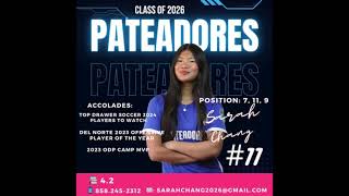 Sarah Chang  2026  Forward  11  42 GPA  Pateadores 08 ECNL Fall 2024 Highlights [upl. by Adnert456]