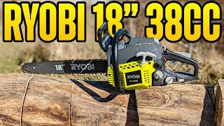 Ryobi 18quot 38CC Chainsaw Unboxing amp Tree Cutting Test [upl. by Joellen524]