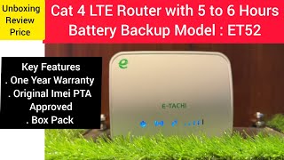 Etachi Router 4G LTE Cat 4 with Battery Backup 4 to 6 Hours review unboxing speedtest [upl. by Issy199]