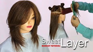 LAYERED HAIRCUT tutorial easy sweet layerTREND [upl. by Semela]