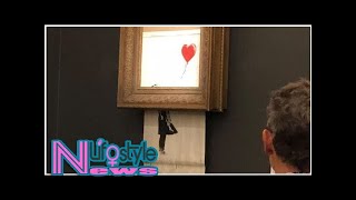 Banksy painting Girl With Red Balloon selfdestructs after £1m sale at Sothebys [upl. by Osicnarf]