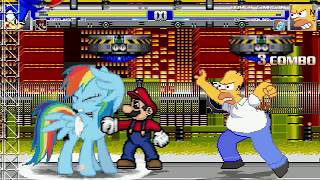 AN Mugen Request 1017 Sonic amp Super Mario VS Homer Simpson amp Rainbow Dash [upl. by Alcine]