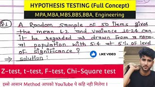 Hypothesis Testing Problems  Z Test amp T Statistics  One amp Two Tailed Tests 2  problem 1 [upl. by Emya]