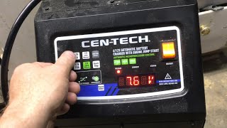 REVIEW centech 21040200 amp 612V automatic battery charger with engine jump start [upl. by Pyne986]