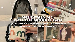 what’s in my college school bag as a third year marketing student 📈 realistic and cheaper edition [upl. by Pinter]