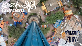 Falcons Fury On Ride POV  Busch Gardens Tampa Bay [upl. by Eesdnil]