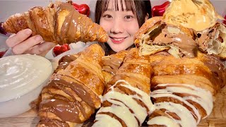 ASMR Chocolate Croissant Peanut Cream Croissant【Mukbang Eating Sounds】【English subtitles】 [upl. by Richelle197]