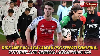 Semi FInal UCL Arsenal VS PSG💥Statistik Apik Arsenal VS PSG🤔Rice Bantah Arsenal Curang😪BeritaArsenal [upl. by Yerahcaz]